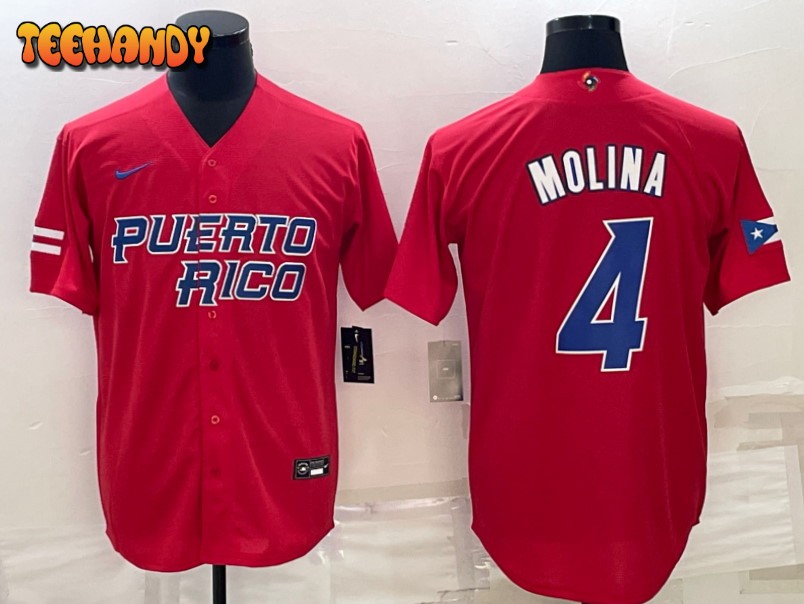 Puerto Rico Yadier Molina Red Replica 2023 World Baseball Classic Jersey