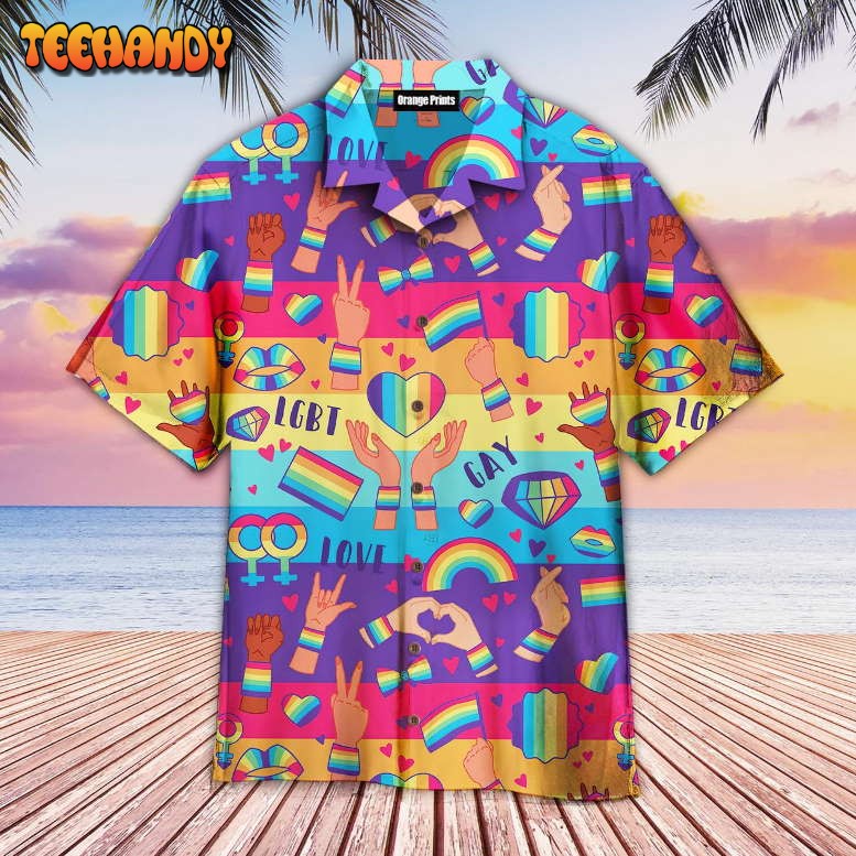 Rainbow LGBT Rights Symbols Hawaiian Shirt