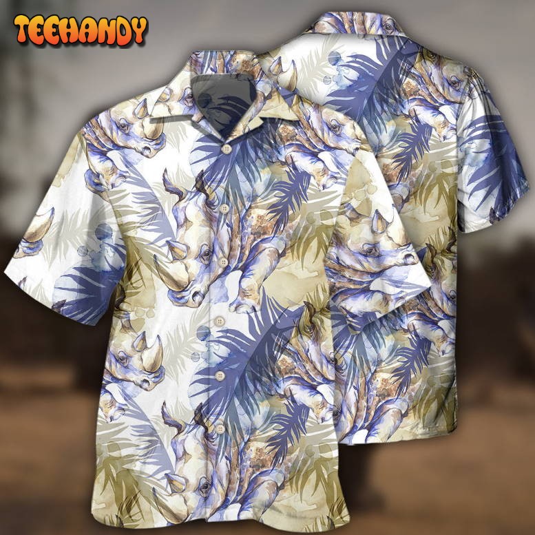 Rhino Art Tropical Leaf Style Hawaiian Shirt