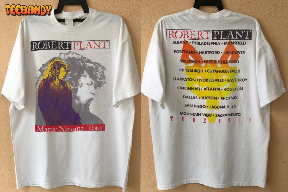 Robert Plant Manic Nirvana 1990 Tour T-Shirt, Robert Plant Tour 1990 T-Shirt