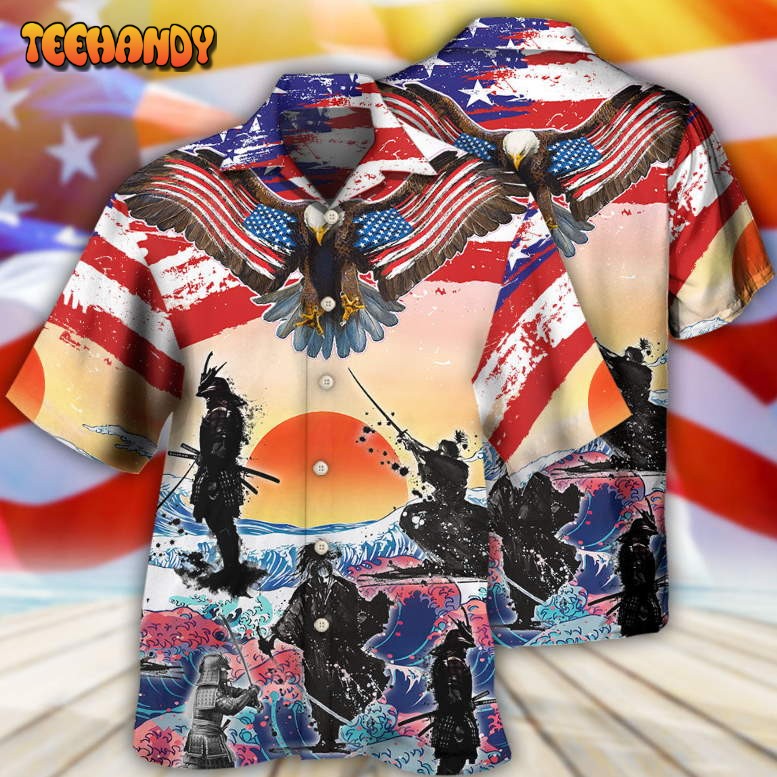 Samurai Eagle US Flag Independence Day Hawaiian Shirt
