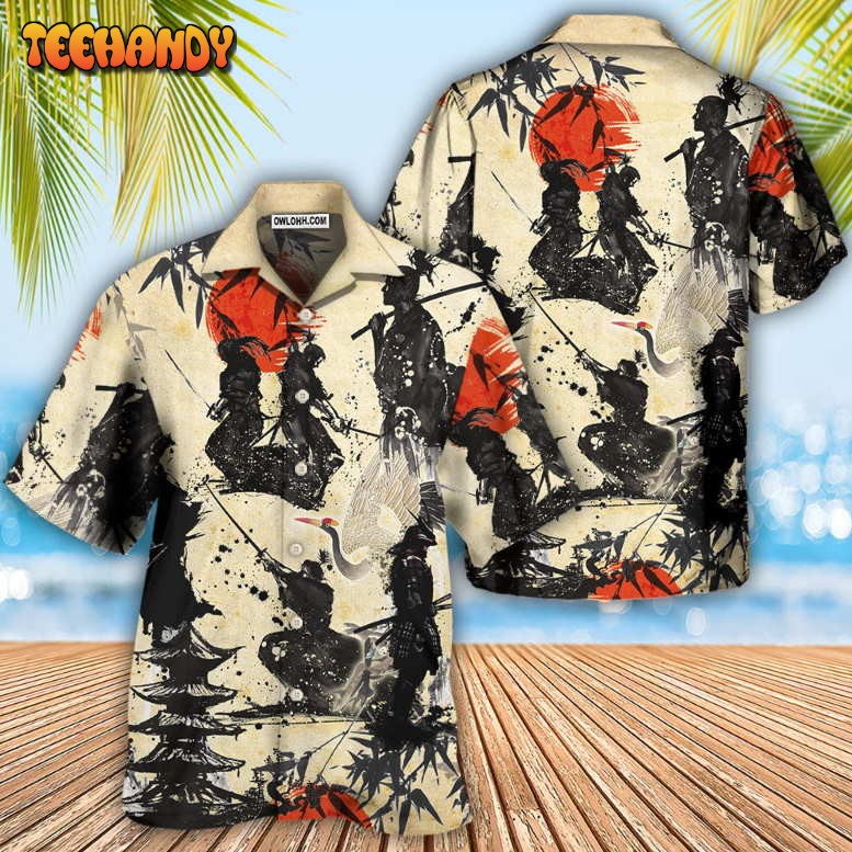 Samurai Mountain Sketch Art Hawaiian Shirt