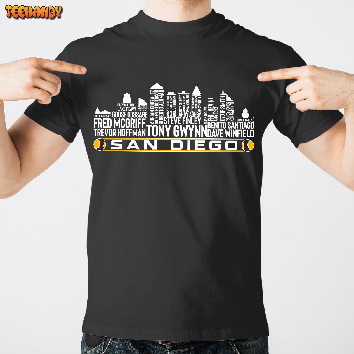 San Diego Baseball Team All Time Legends, San Diego City Skyline Unisex T Shirt