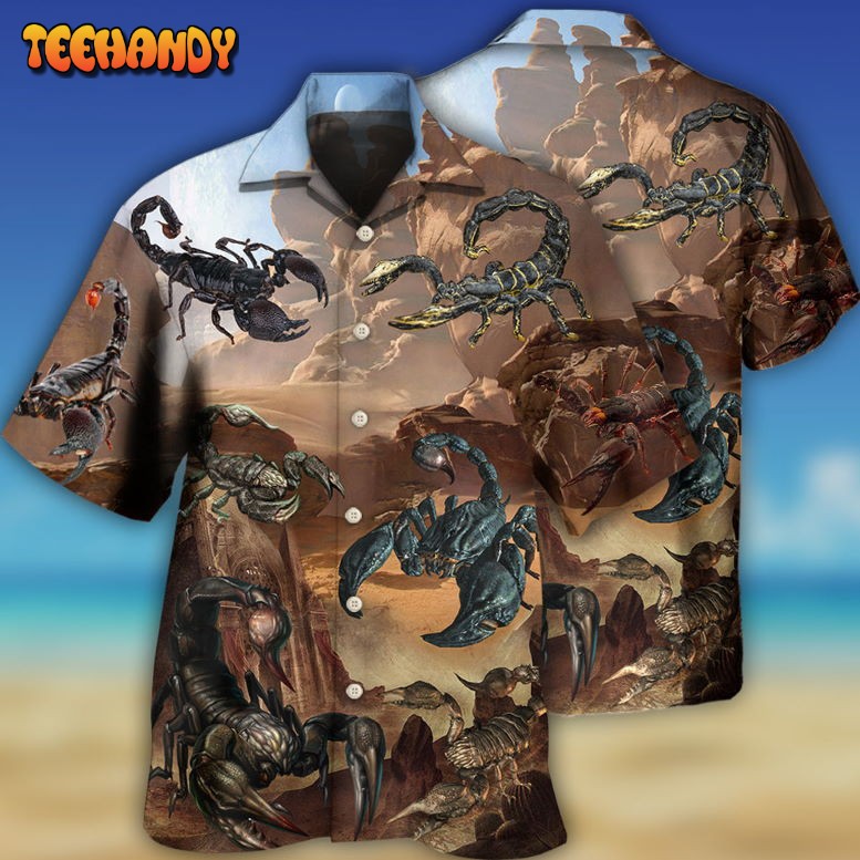 Scorpion Style With Mountain Behind Hawaiian Shirt