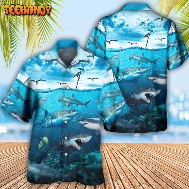 Shark Undersea Darkness Art Hawaiian Shirt