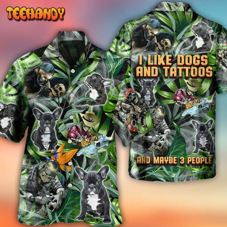 Skull And French Bulldog Tatoo Smoke Tropical Hawaiian Shirt