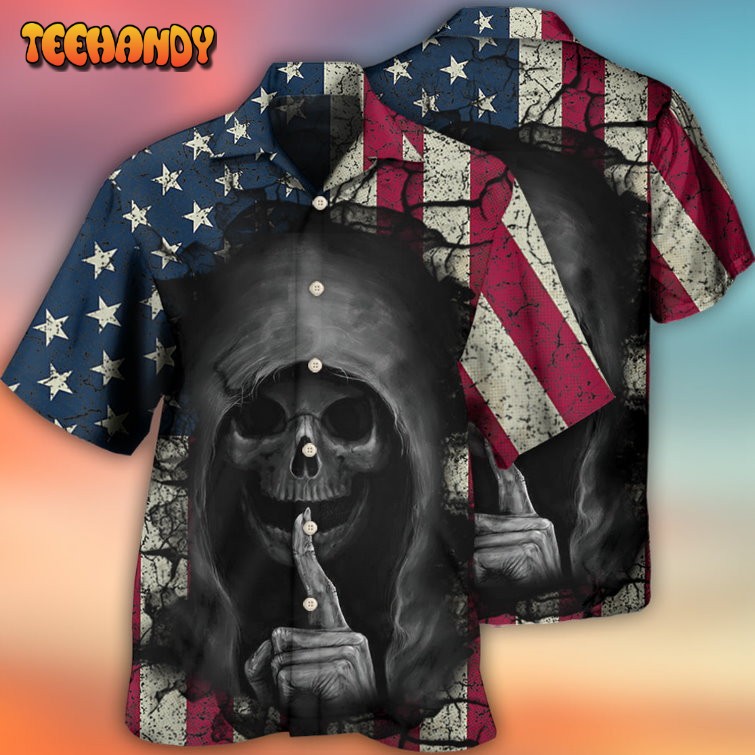 Skull Dark American Flag Vintage Hawaiian Shirt