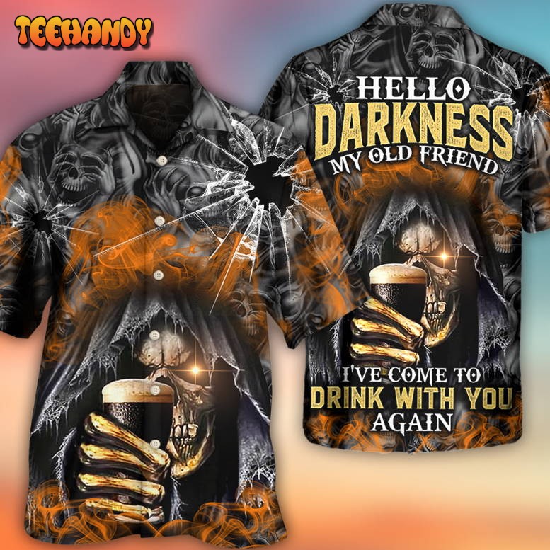 Skull Dark Drinking Orange Smoke Lighting Hawaiian Shirt