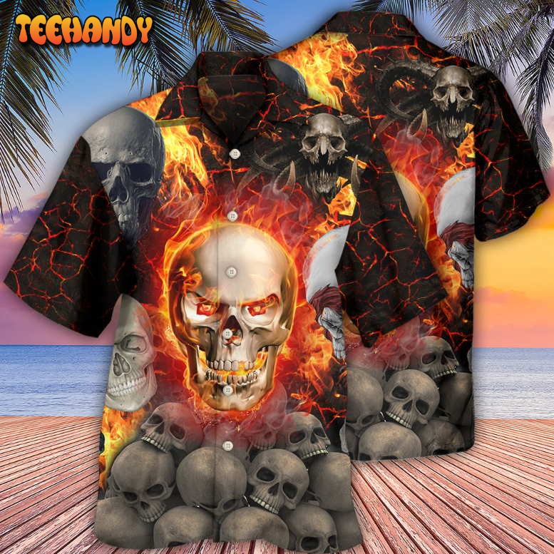 Skull Lava On Fire Hawaiian Shirt