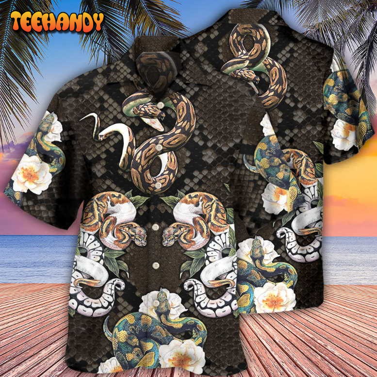 Snake Ball Python Flower Tropical Hawaiian Shirt