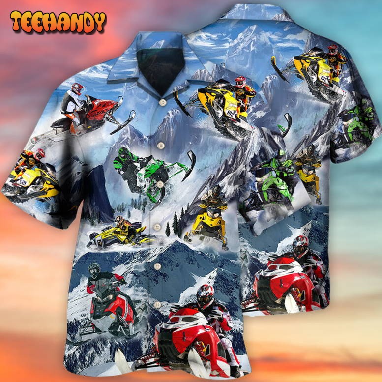 Snowmobile Life Style With Ice Mountain Hawaiian Shirt
