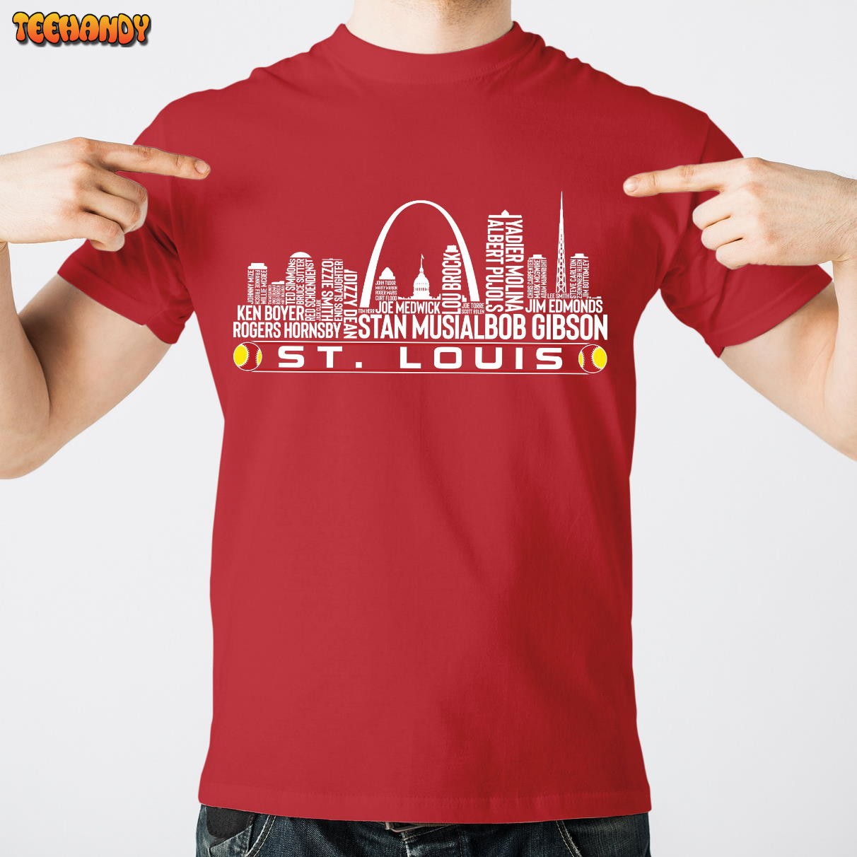 St Louis Baseball Team All Time Legends, St Louis City Skyline Unisex T Shirt