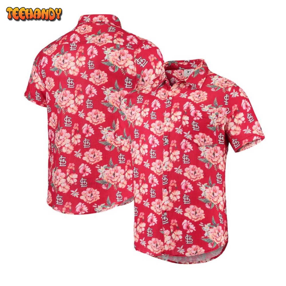 St. Louis Cardinals Red Floral Hawaiian Shirt