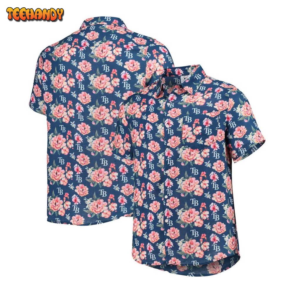 Tampa Bay Rays Navy Floral Hawaiian Shirt