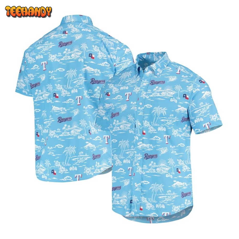 Texas Rangers Light Blue Kekai Performance Hawaiian Shirt