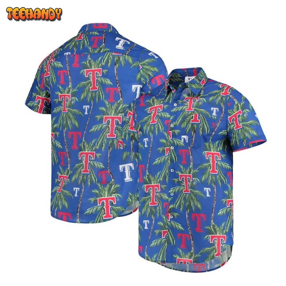 Texas Rangers Royal Palm Tree Hawaiian Shirt