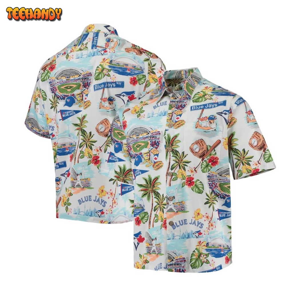 Toronto Blue Jays White Scenic Hawaiian Shirt