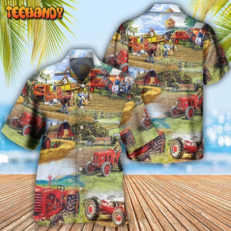 Tractor Farm Tractor Painting Art Hawaiian Shirt