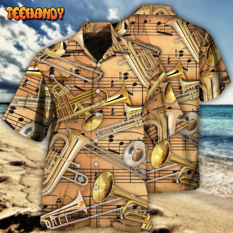 Trombone Music Notes Style Hawaiian Shirt