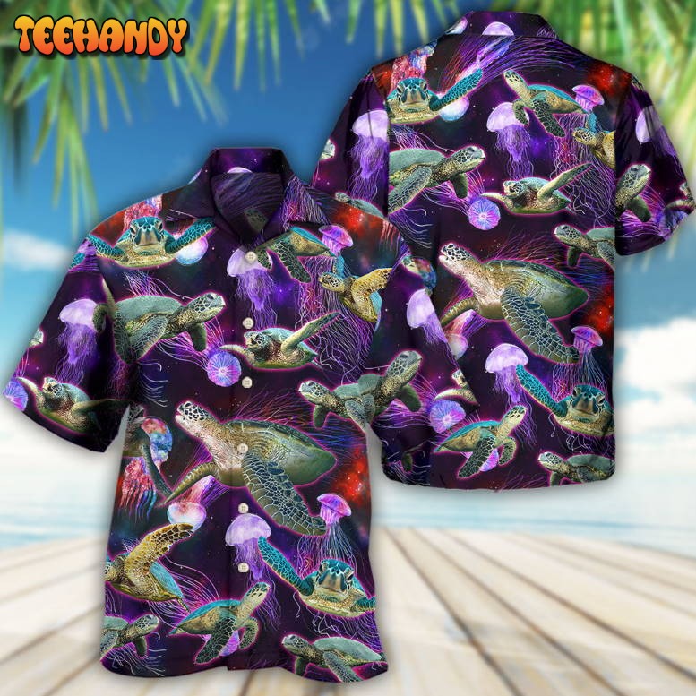 Turtle Neon Sea Art Hawaiian Shirt