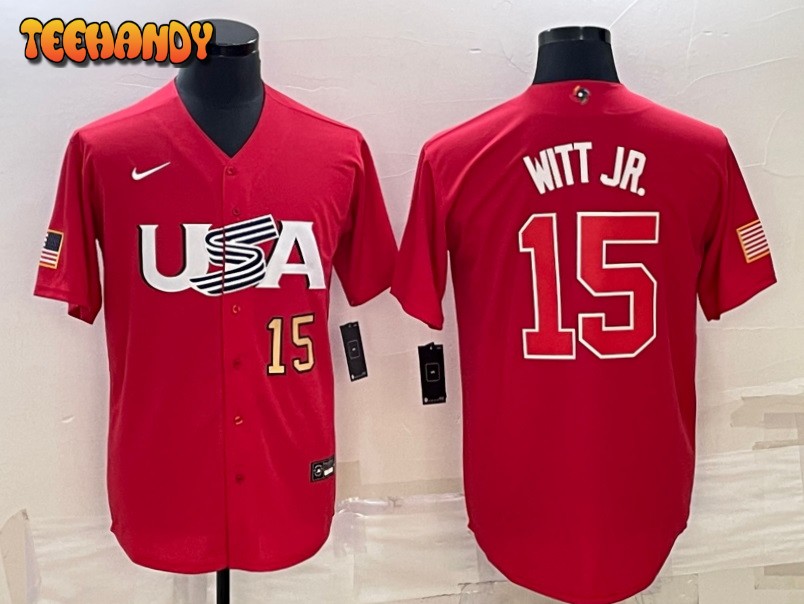 USA Bobby Witt Jr. Red Gold 2023 World Baseball Classic Jersey