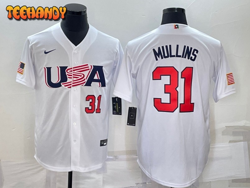 USA Cedric Mullins White Red 2023 World Baseball Classic Jersey