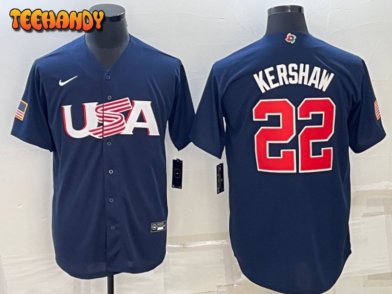 USA Clayton Kershaw Navy 2023 World Baseball Classic Jersey