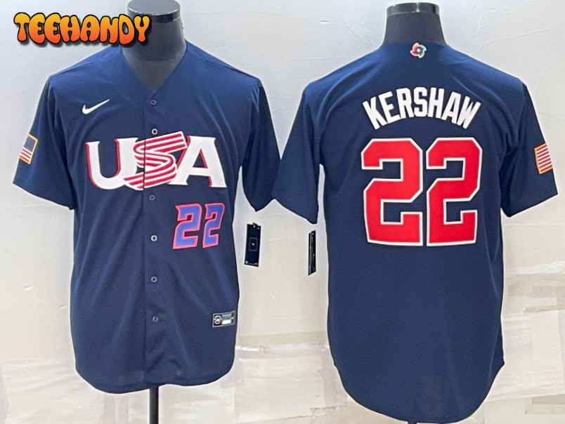 USA Clayton Kershaw Navy Royal 2023 World Baseball Classic Jersey