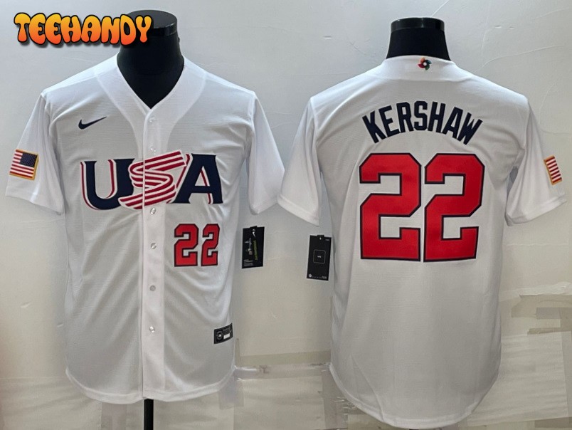 USA Clayton Kershaw White Red 2023 World Baseball Classic Jersey