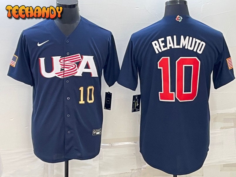 USA J.T. Realmuto Navy Gold 2023 World Baseball Classic Jersey