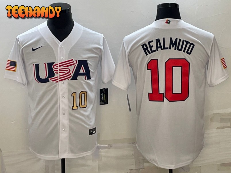 USA J.T. Realmuto White Gold 2023 World Baseball Classic Jersey