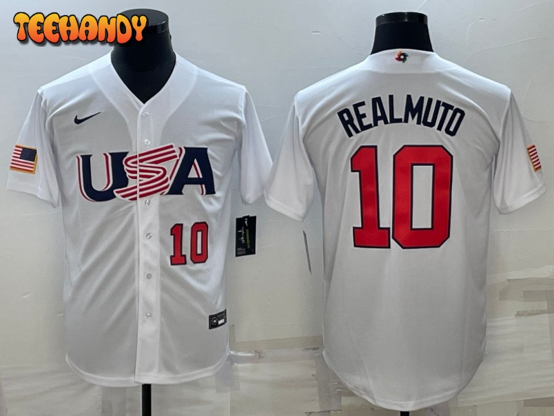 USA J.T. Realmuto White Red 2023 World Baseball Classic Jersey