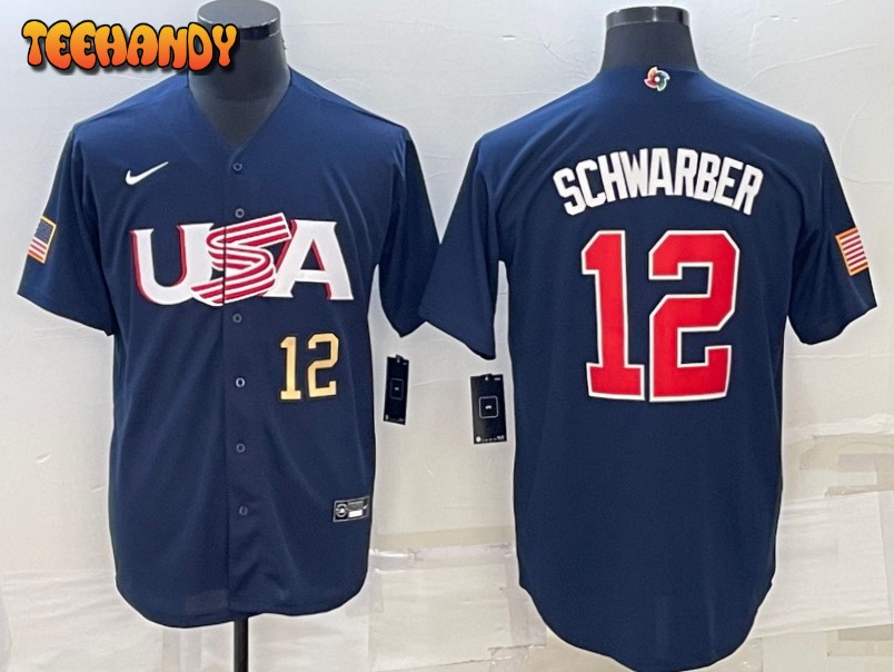 USA Kyle Schwarber Navy Gold 2023 World Baseball Classic Jersey