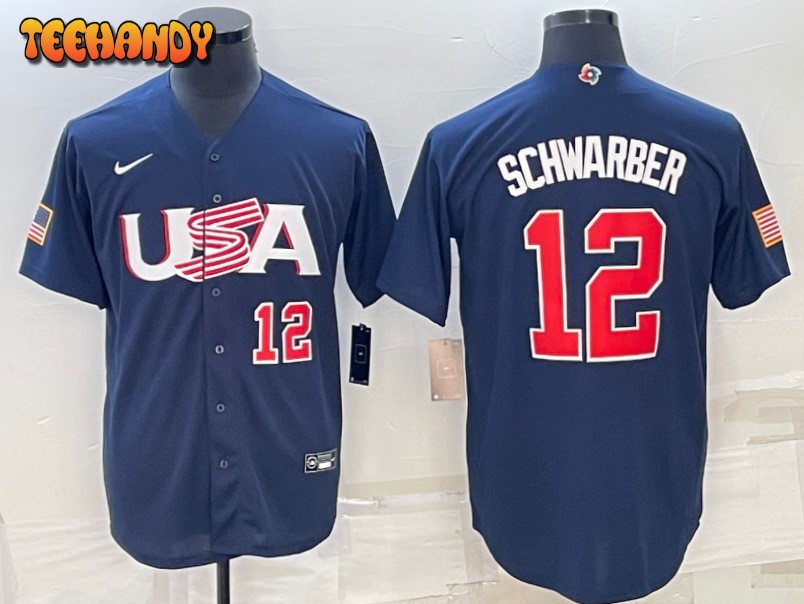 USA Kyle Schwarber Navy Red 2023 World Baseball Classic Jersey