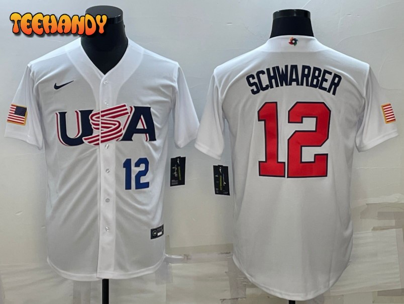 USA Kyle Schwarber White Navy 2023 World Baseball Classic Jersey