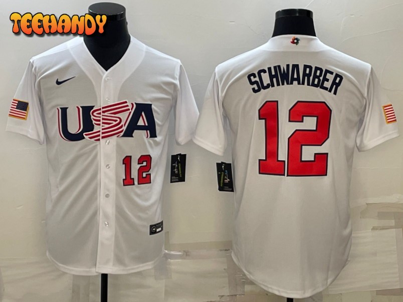 USA Kyle Schwarber White Red 2023 World Baseball Classic Jersey