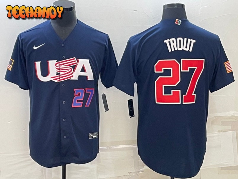 USA Mike Trout Navy Royal 2023 World Baseball Classic Jersey