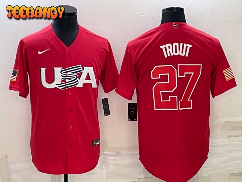 USA Mike Trout Red 2023 World Baseball Classic Jersey