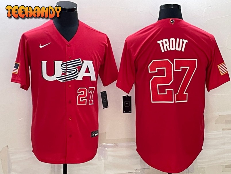 USA Mike Trout Red Red 2023 World Baseball Classic Jersey