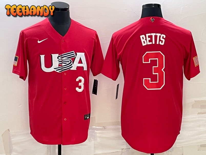 USA Mookie Betts Red White 2023 World Baseball Classic Jersey