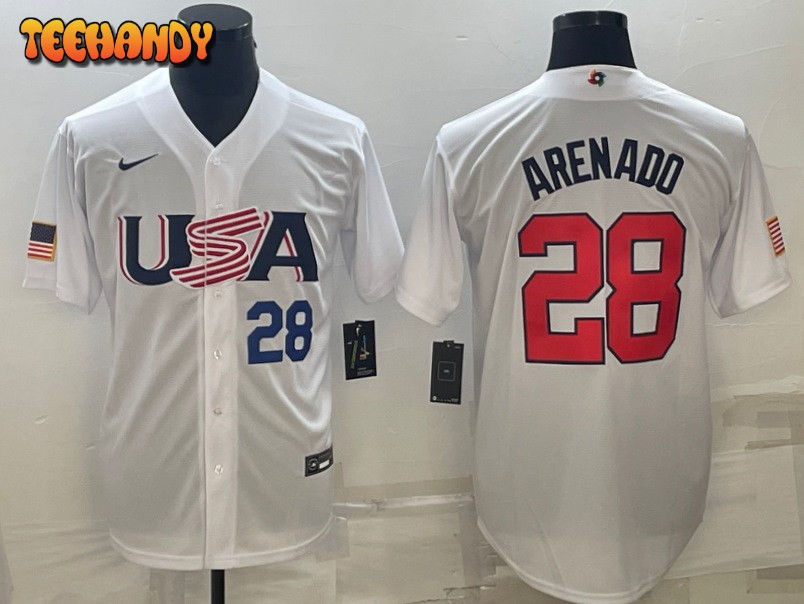 USA Nolan Arenado White Navy 2023 World Baseball Classic Jersey