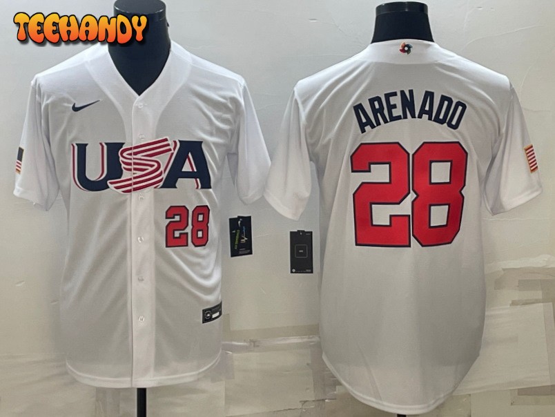 USA Nolan Arenado White Red 2023 World Baseball Classic Jersey