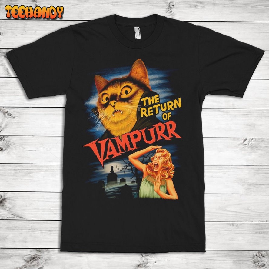 Vampire Cat Funny Graphic T-Shirt