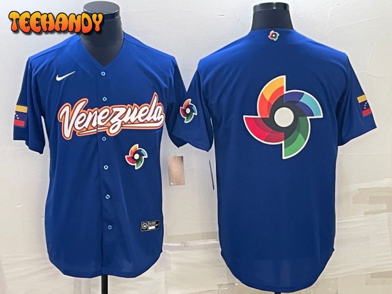 Venezuela Blue 2023 World Baseball Classic Jersey with Big Logo