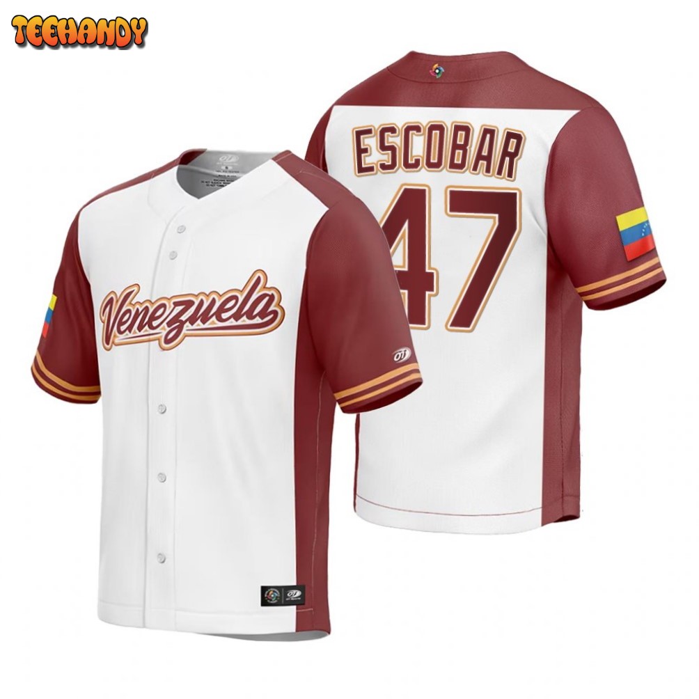 Venezuela Edwin Escobar White Replica 2023 World Baseball Classic Jersey