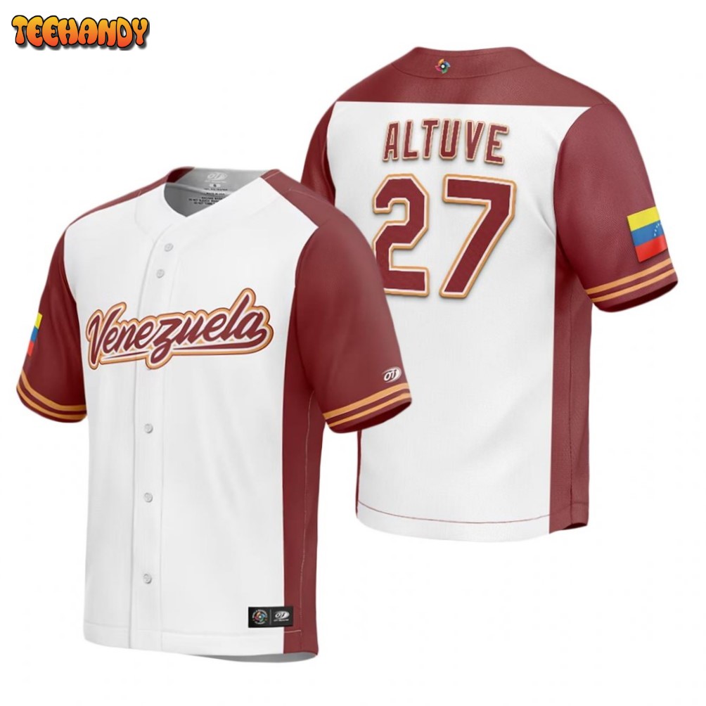 Venezuela Jose Altuve White Replica 2023 World Baseball Classic Jersey