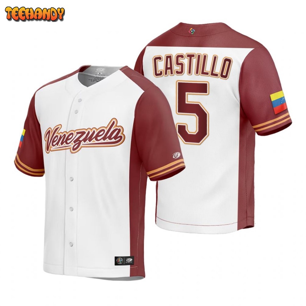 Venezuela Max Castillo White Replica 2023 World Baseball Classic Jersey