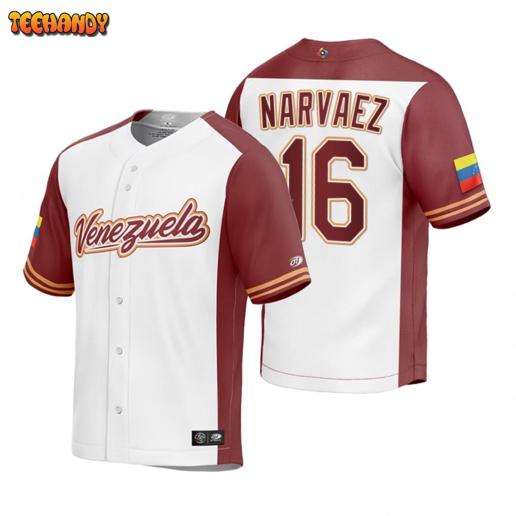 Venezuela Omar Narvaez White Replica 2023 World Baseball Classic Jersey