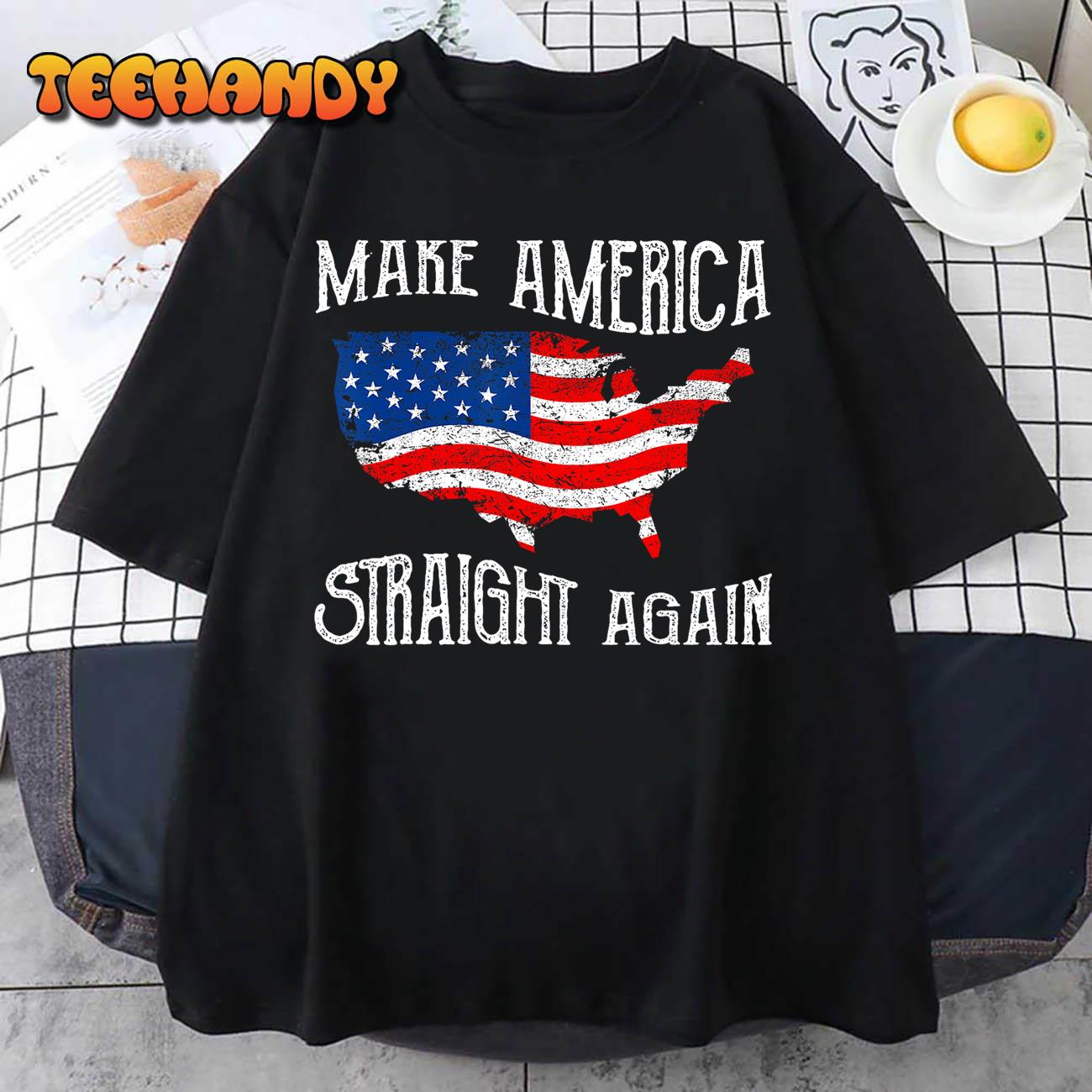 Vintage Make America Straight Again Groovy T-Shirt