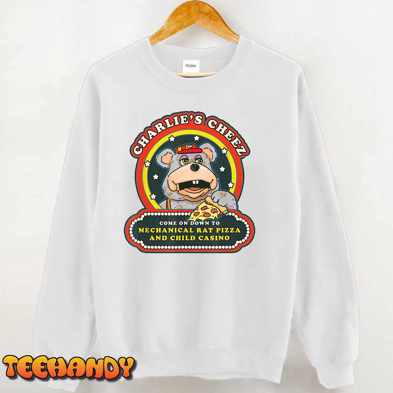 Vintage Mechanical Rat Pizza and Child Casino Funny Mouse T-Shirt